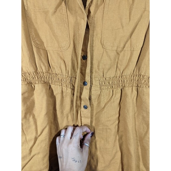 Universal Thread Mustard Linen Blend Romper Women's Size XS - Picture 3 of 5